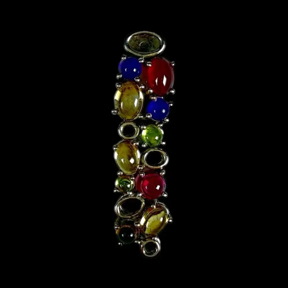 Sterling Silver 925 Talbot's Multicolor Gem Gripoix Style pendant 4.74g vintage